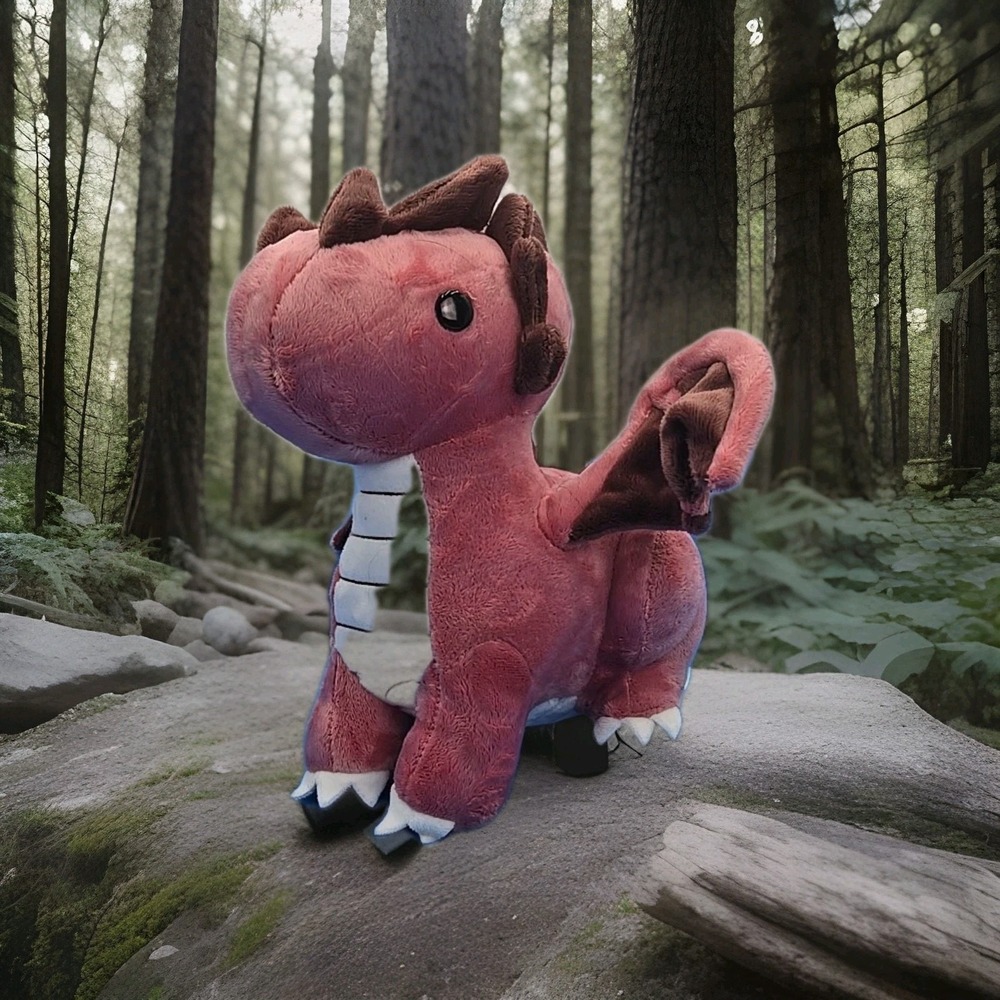 Bellzi Plush Dragon Pink 10" Stuffed Animal Toy Fantasy‎ Hard Eyes